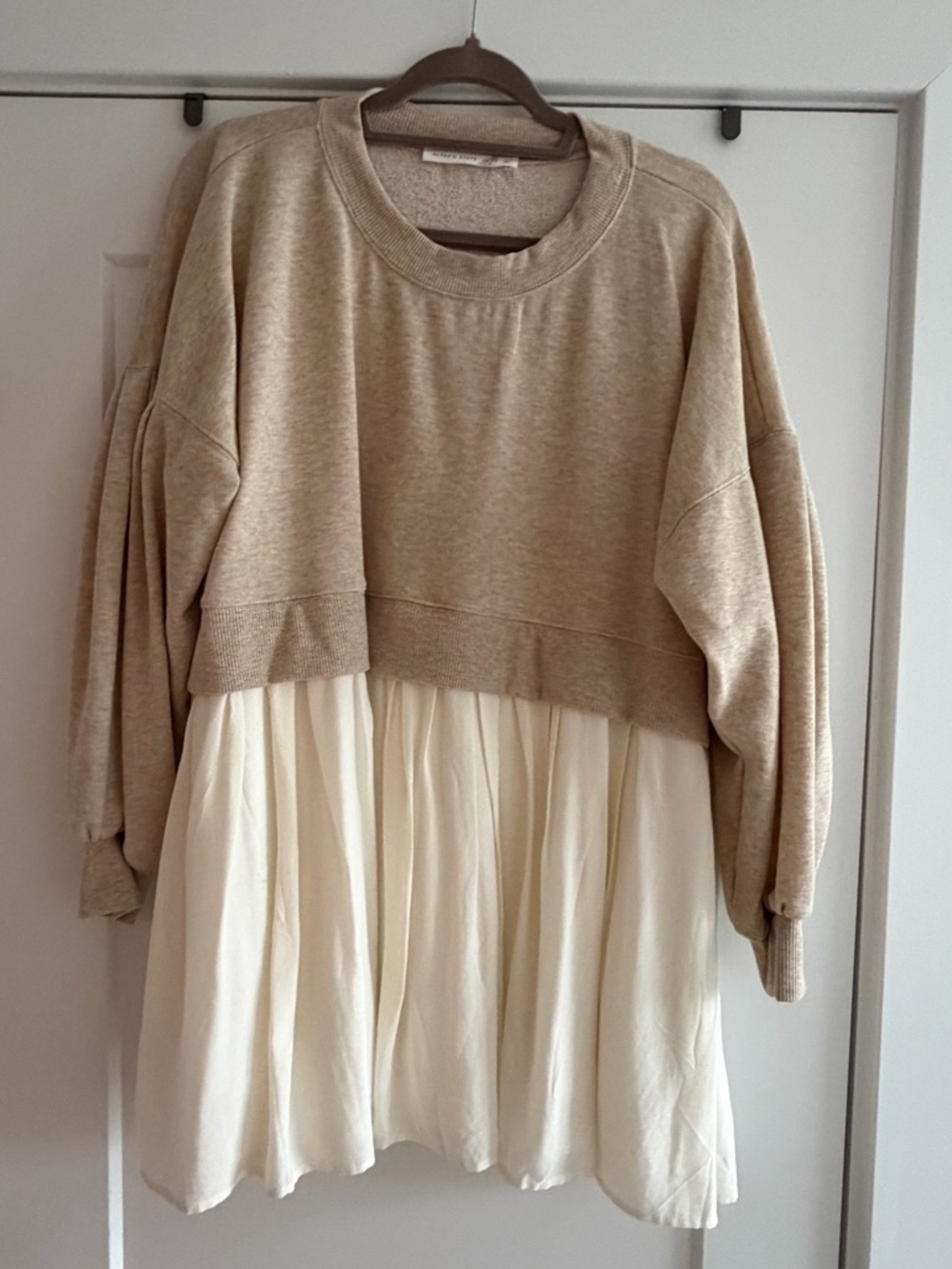 Beige Two-Tone Sweater Dress/shirt